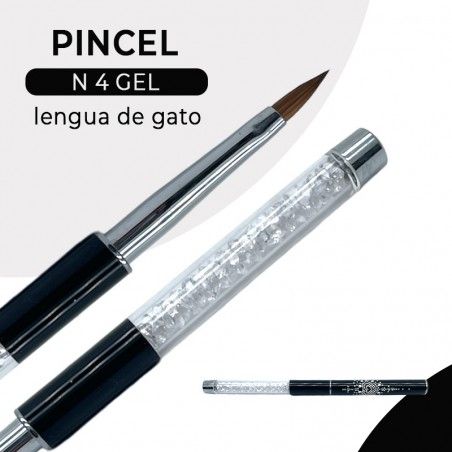 Pincel Gel Nº4 lengua de gato mango decorado lady prof - 1