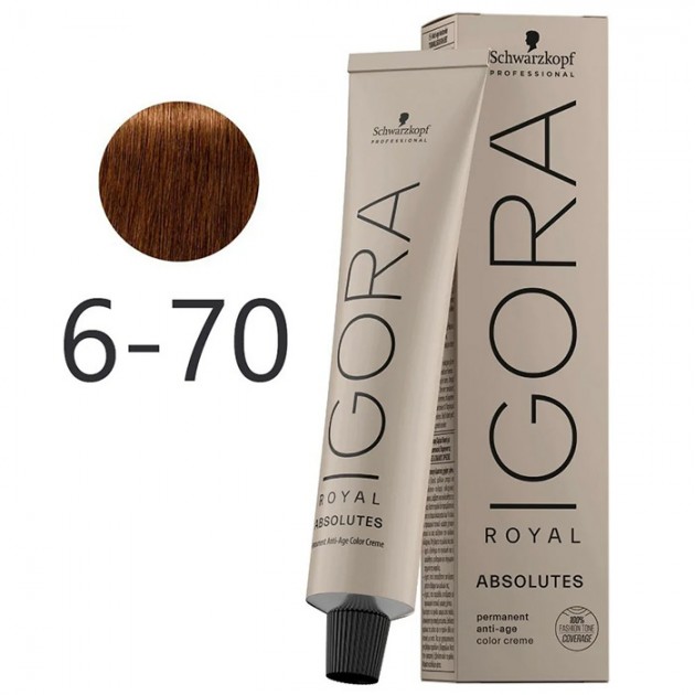 Tinte Absolutes IGORA ROYAL 6-70 Rubio Oscuro Cobrizo 60 ml
